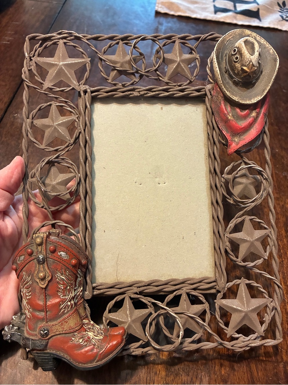 Cowboy Western Star Picture Frame in Brown and Red 4x6